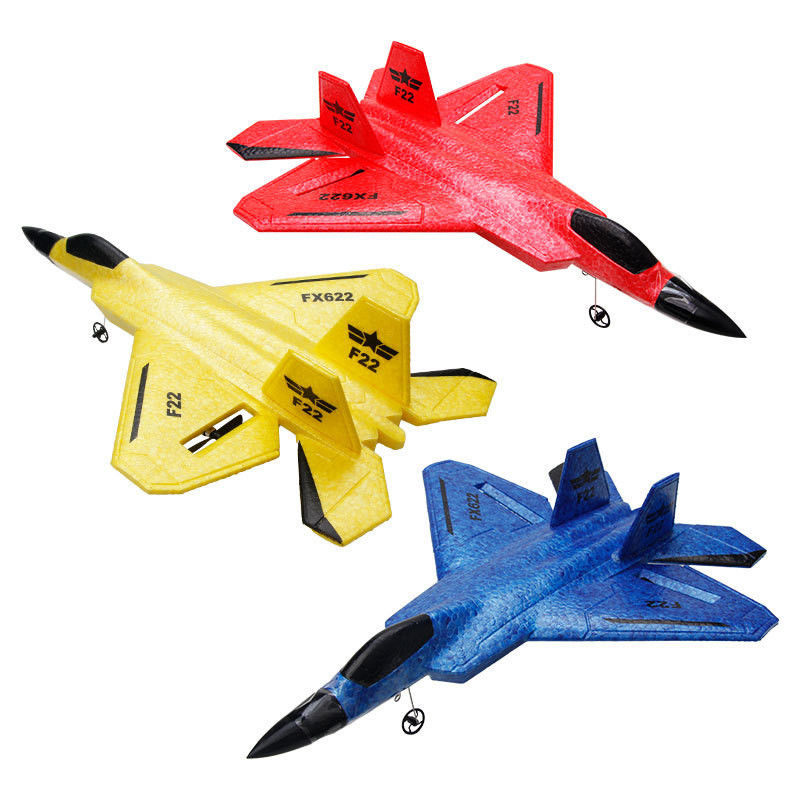 FX622 RC 飛行機 リモコン制御 航空機 F22 モデル 玩具 小型泡グライダー ライト付き 戦闘機 升級 2.4GHz 周波数
